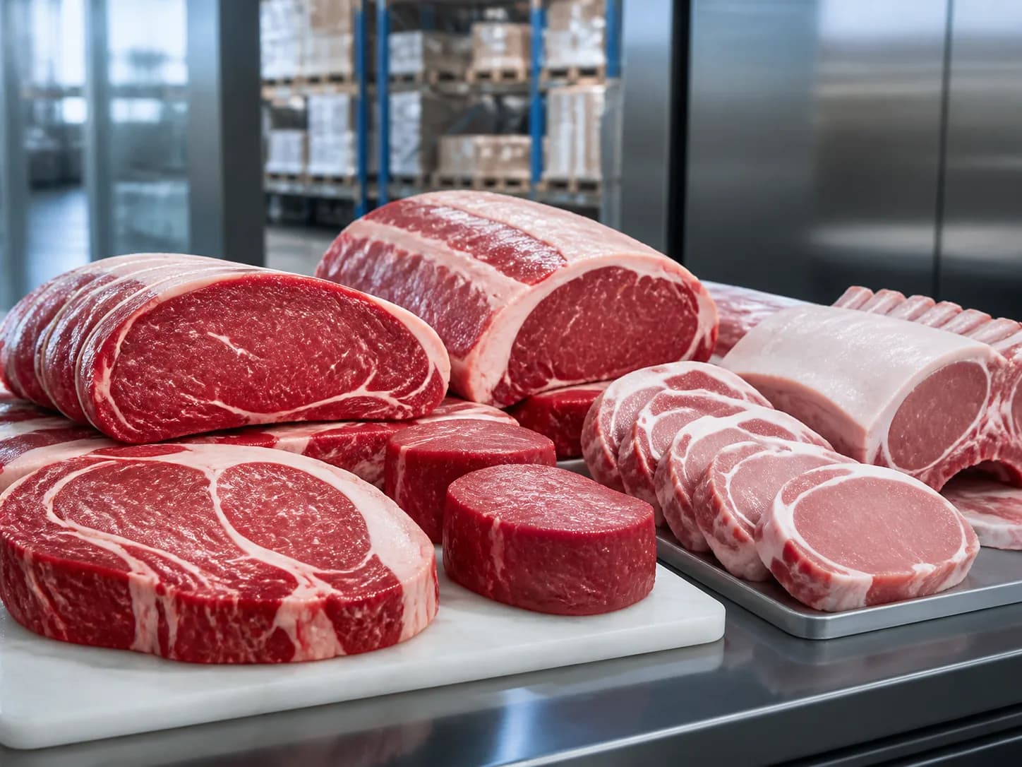 冷藏设施中的冷冻牛肉产品